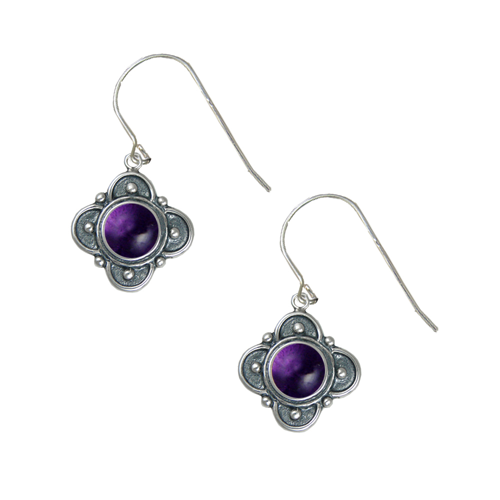 Sterling Silver Designer in Amethyst Gemstone Drop Dangle Earrings